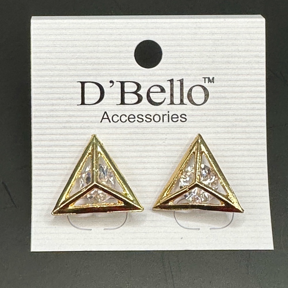NEW!! D’Bello Triangle Gold-Tone Earrings